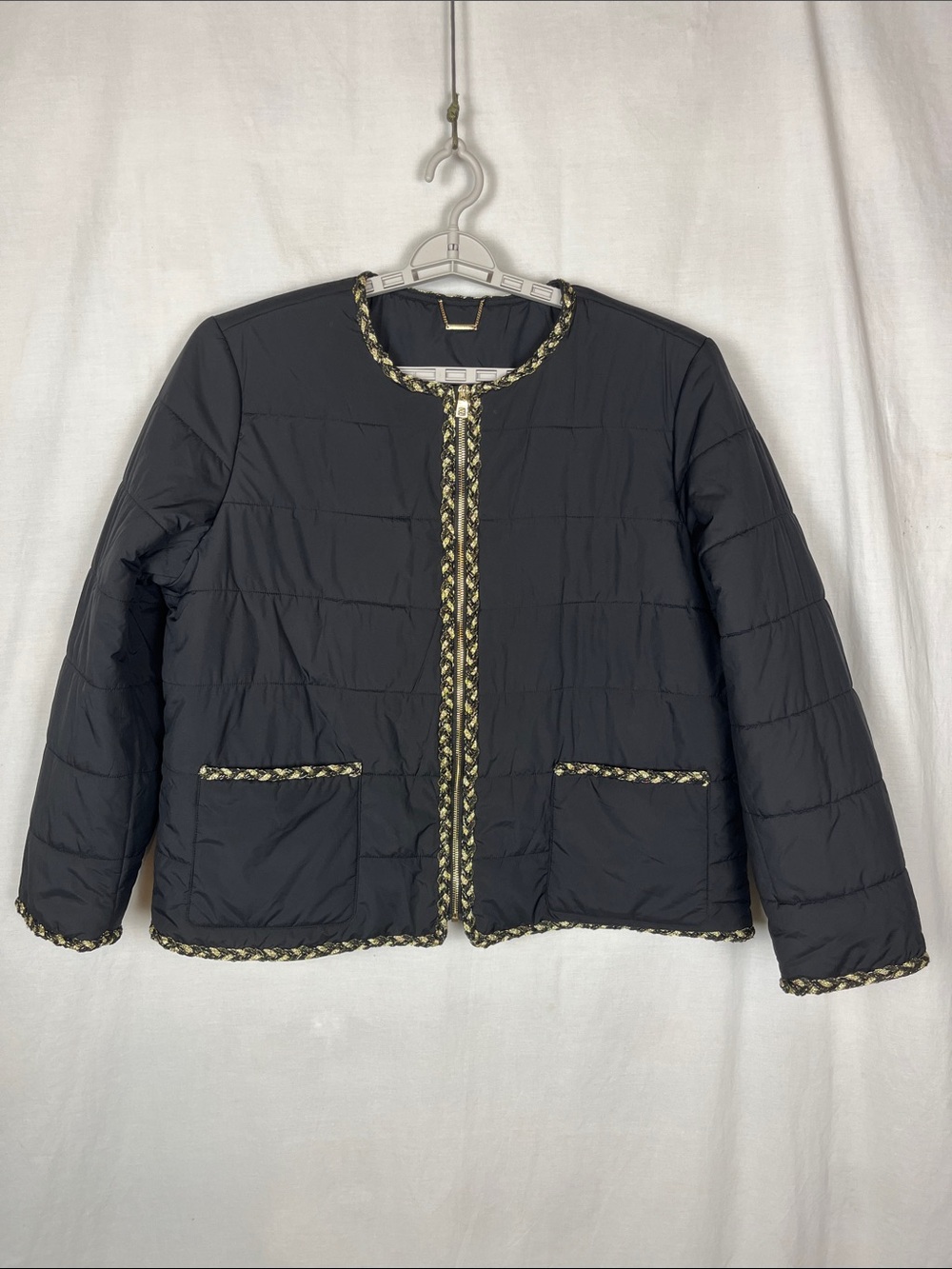 Chico's Black and Gold Quilted Puffer Women's Jacket